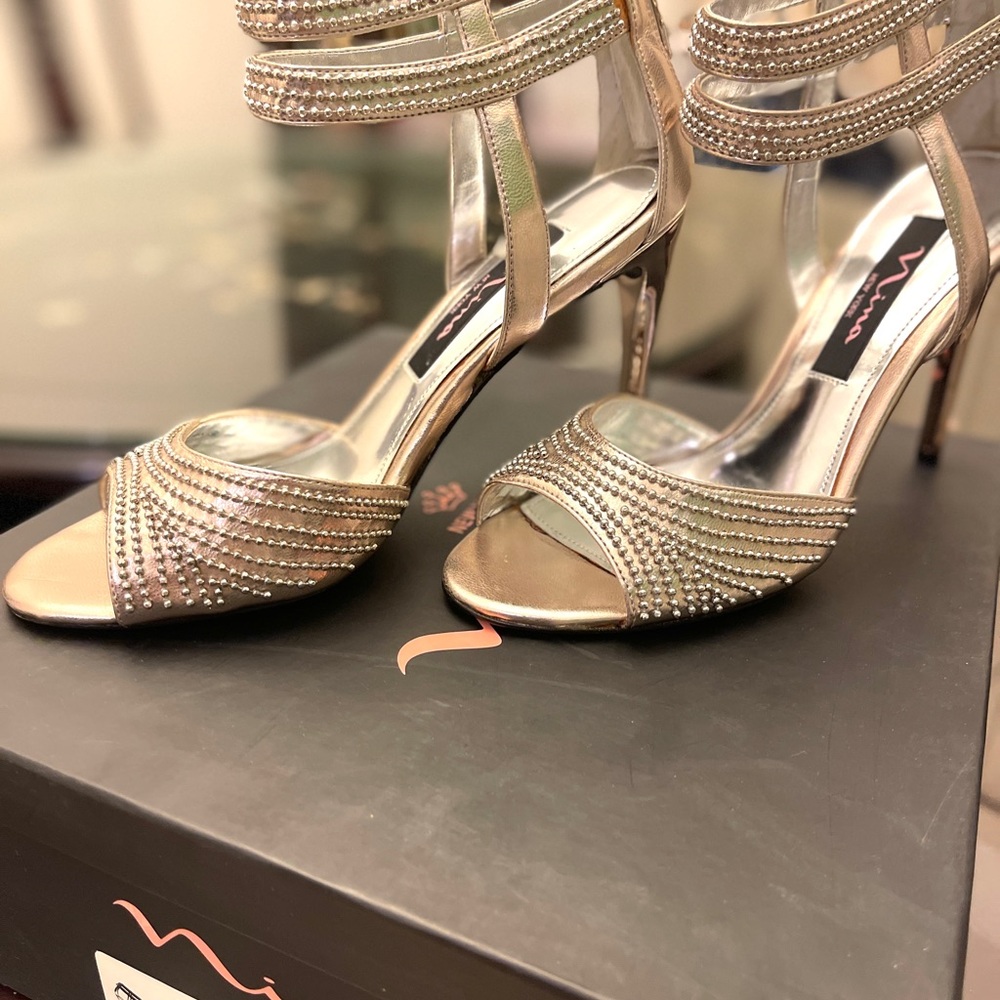 Elegant Gold Strappy Heels